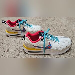 Nike Kids' White and Teal Sneakers with Yellow Accents